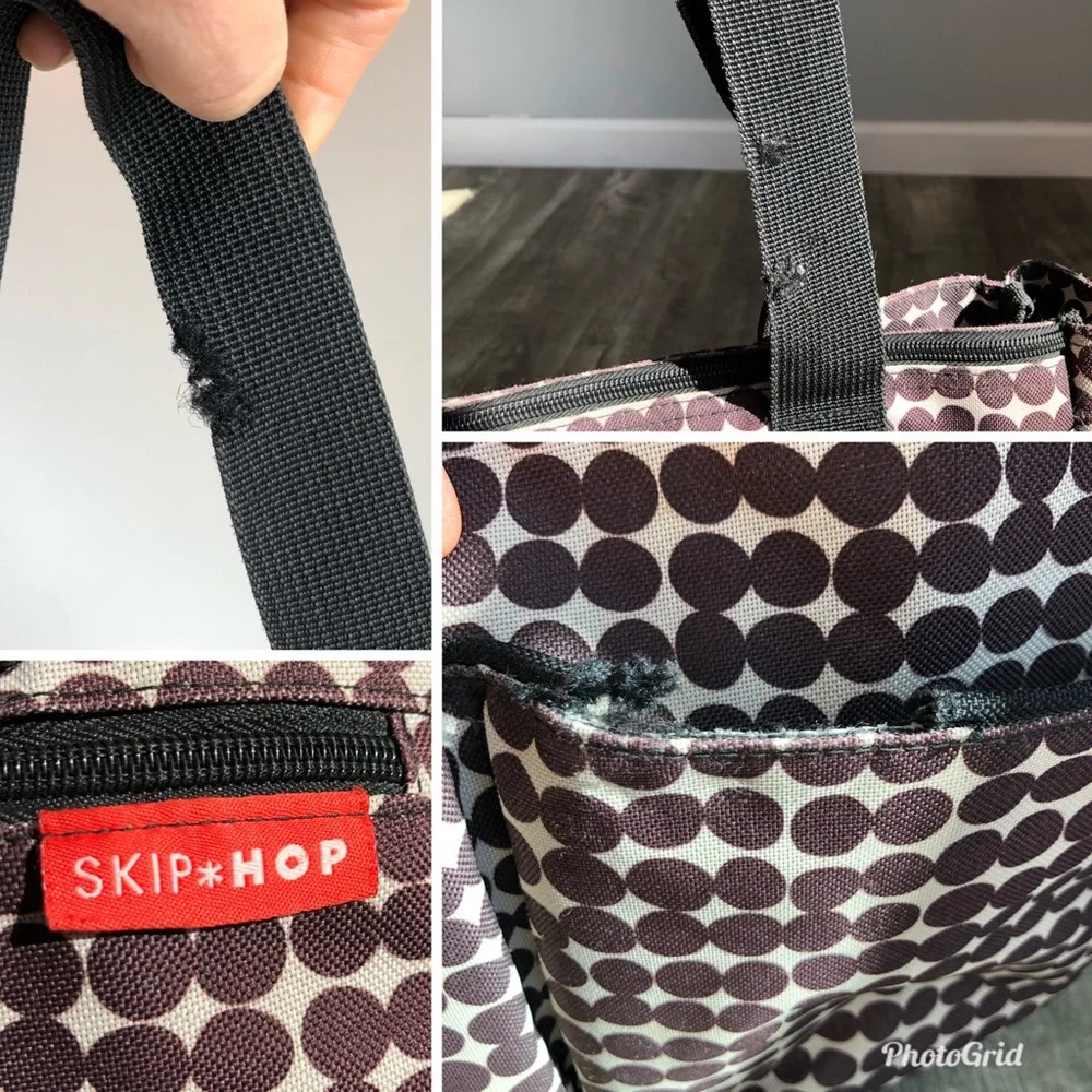 Skip Hop Diaper Bag Shoulder Strap Brown Dot Print Carryall